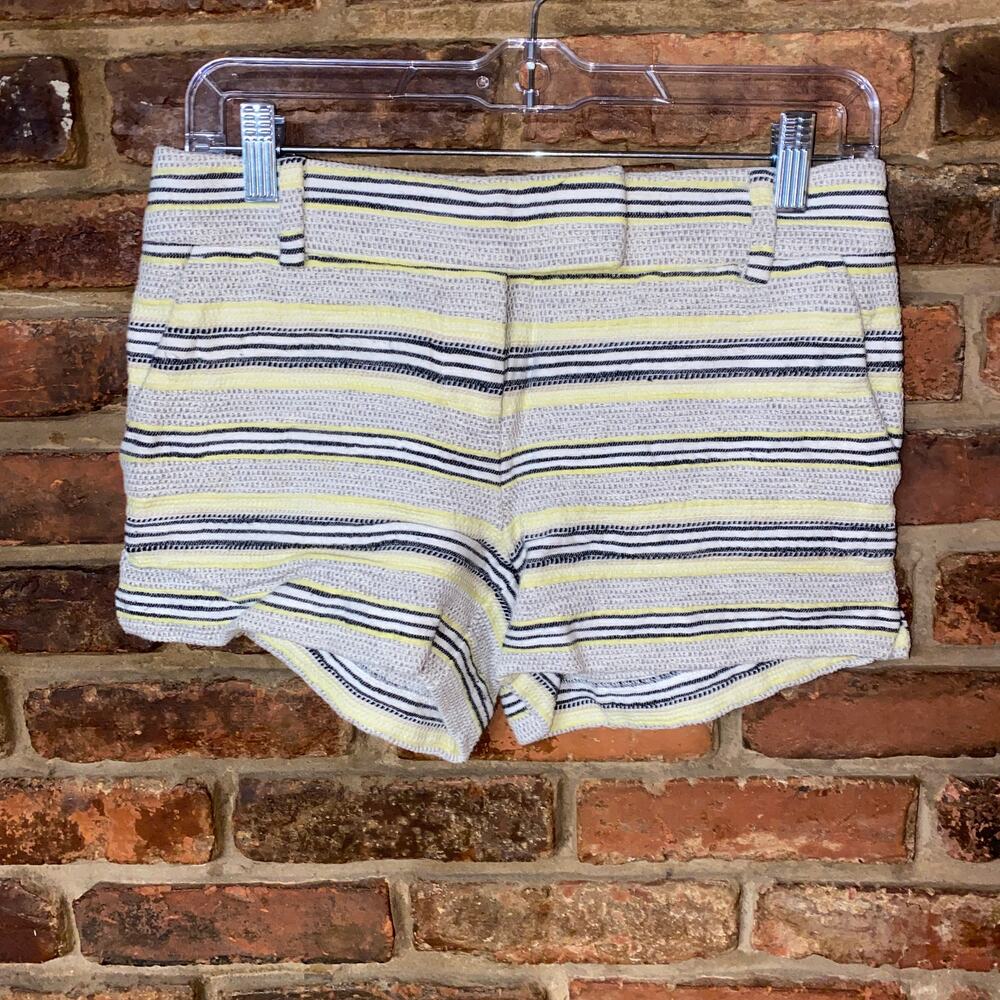 Ann Taylor LOFT Black Yellow White Striped Tweed The Riviera Short Size 00